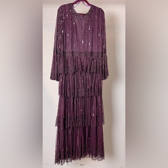 Mac Duggal Purple Long Sleeve Dress - Picture 4 of 15